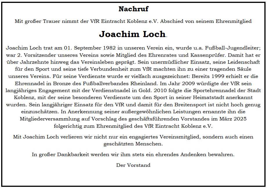 Nachruf – Joachim Loch